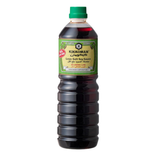 KIKKOMAN LESS SALT SOY SAUCE 1LTR 